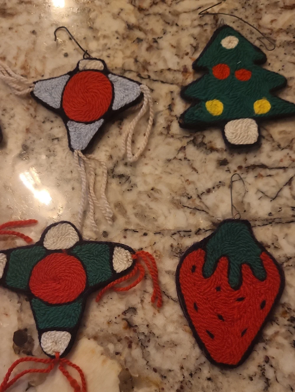 Vintage Set Of 15 Handmade Yarn Christmas Ornaments